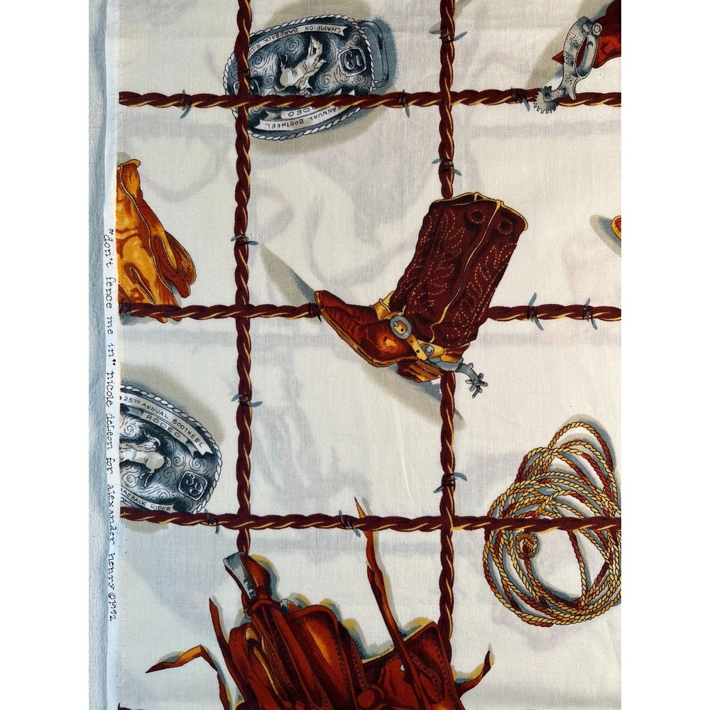 Fabric RARE Vintage 90s Alexander Henry "Don't Fence Me In"  Western 55" x 44" W
